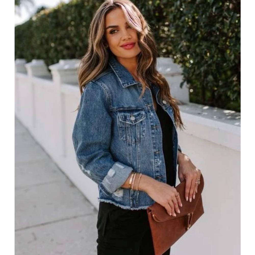Vervet /New  NIGHT RIDER • POCKETED DISTRESSED DENIM JACKET - Picture 4 of 16